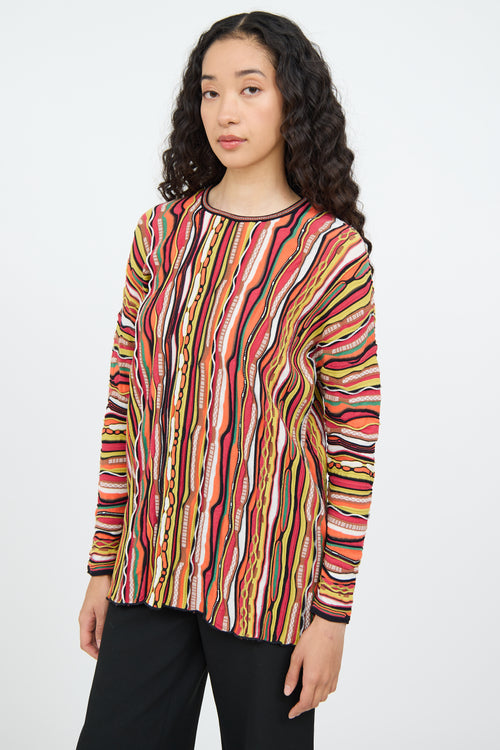 M Missoni Orange Multi Colour Stripe Knit Top