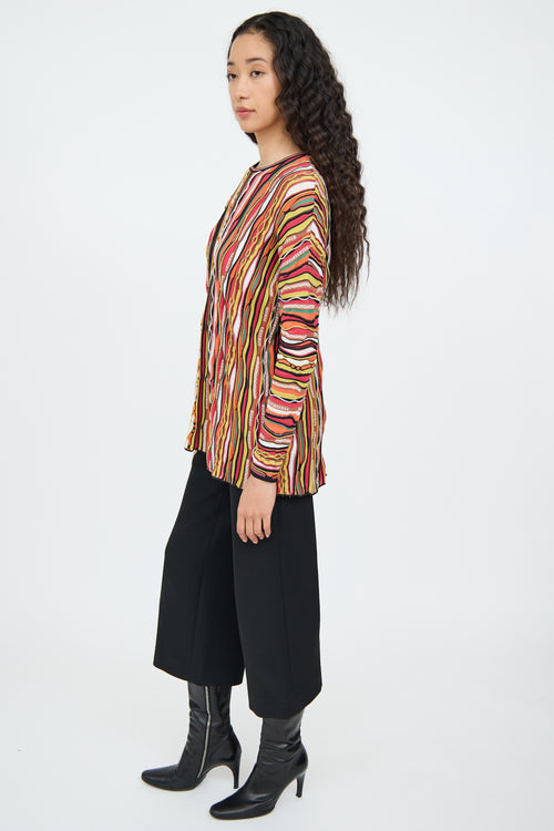 M Missoni Orange Multi Colour Stripe Knit Top