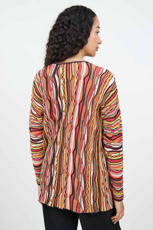 M Missoni Orange Multi Colour Stripe Knit Top