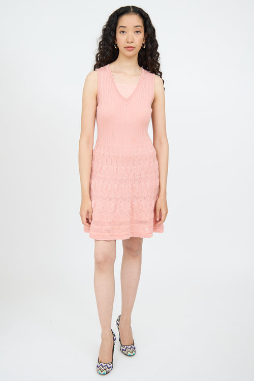 M Missoni Pink Knit Sleeveless Dress