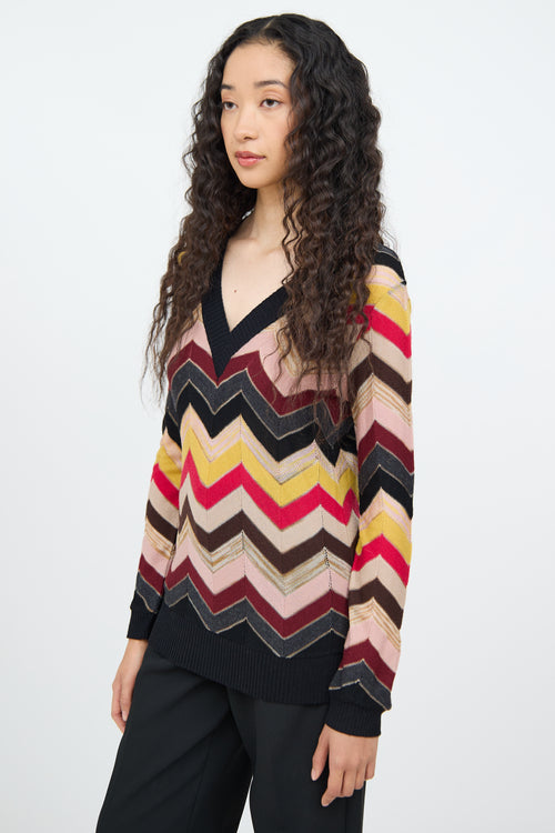 Missoni Yellow Multi Colour Stripe Pattern Top