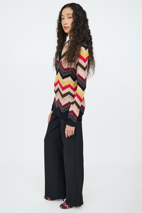 Missoni Yellow Multi Colour Stripe Pattern Top