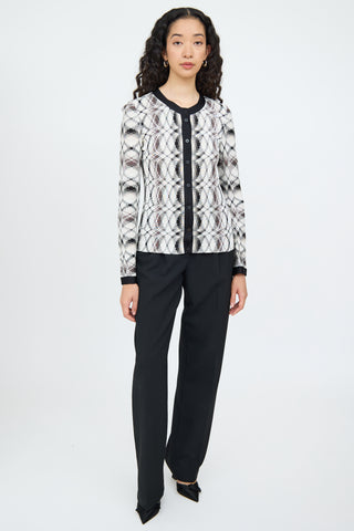 Missoni White Black & Brown Button Cardigan