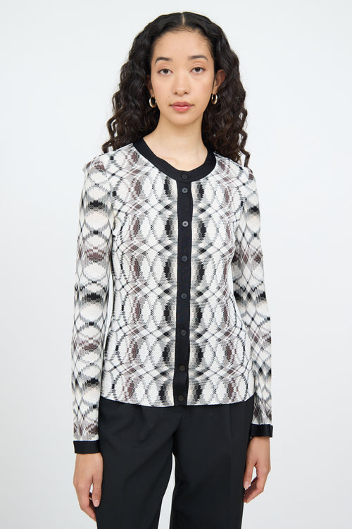 Missoni White Black & Brown Button Cardigan