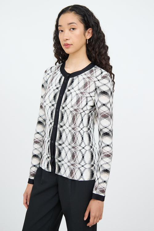 Missoni White Black & Brown Button Cardigan