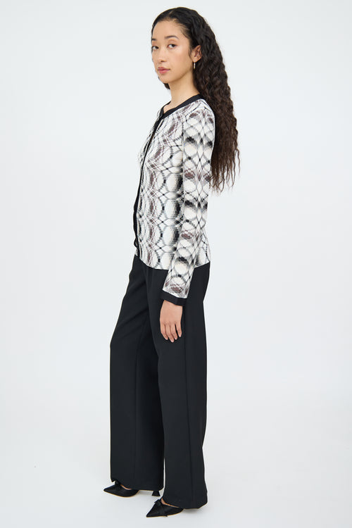 Missoni White Black & Brown Button Cardigan