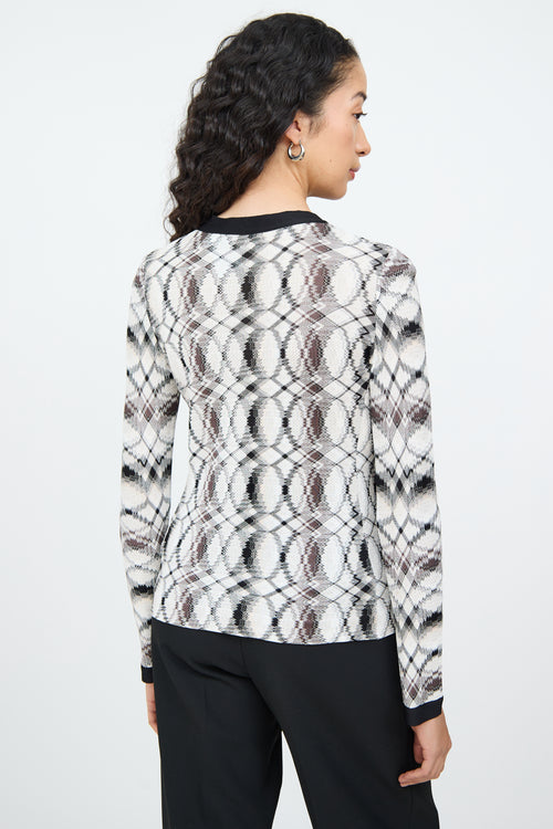 Missoni White Black & Brown Button Cardigan