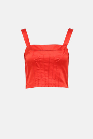 Miu Miu 2006 Silk Pleated Crop Top