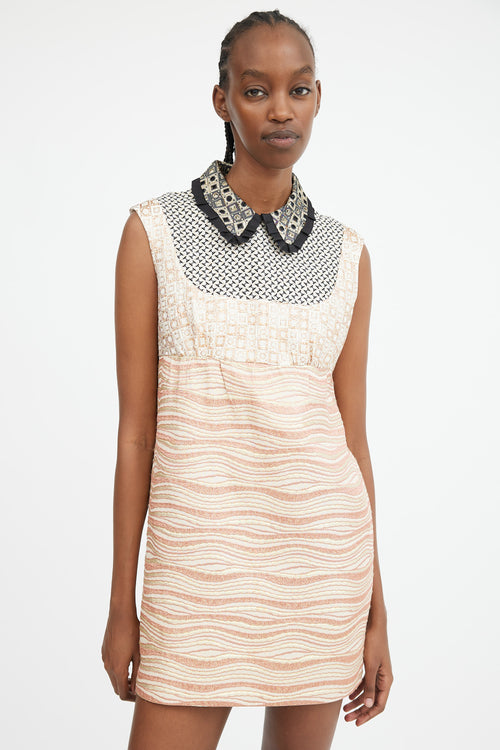 2007 Pink Gold & Multicolour Jacquard Patterned Dress