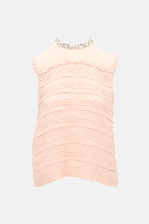 Miu Miu 2017 Silk Crepe Pleated Top