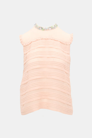 Miu Miu 2017 Silk Crepe Pleated Top