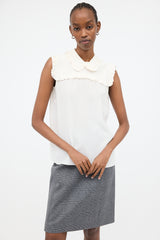 Miu Miu 2017 Silk Sleeveless Ruffle Blouse