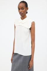 Miu Miu 2017 Silk Sleeveless Ruffle Blouse