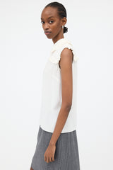 Miu Miu 2017 Silk Sleeveless Ruffle Blouse
