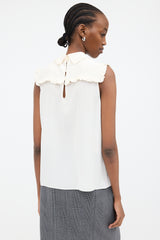 Miu Miu 2017 Silk Sleeveless Ruffle Blouse