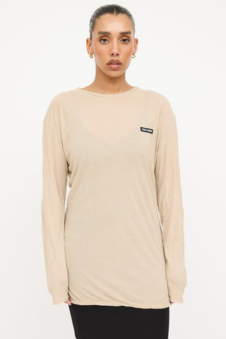 Miu Miu 2022 Ribbed Logo Longsleeve Top