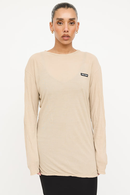 Miu Miu 2022 Ribbed Logo Longsleeve Top