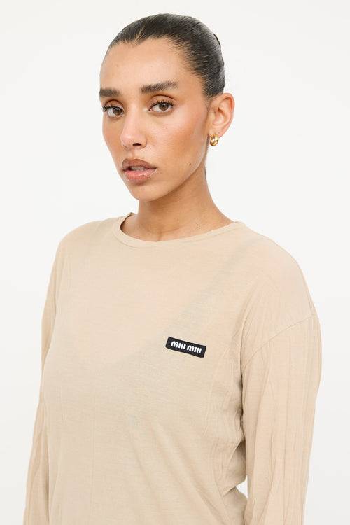 Miu Miu 2022 Ribbed Logo Longsleeve Top