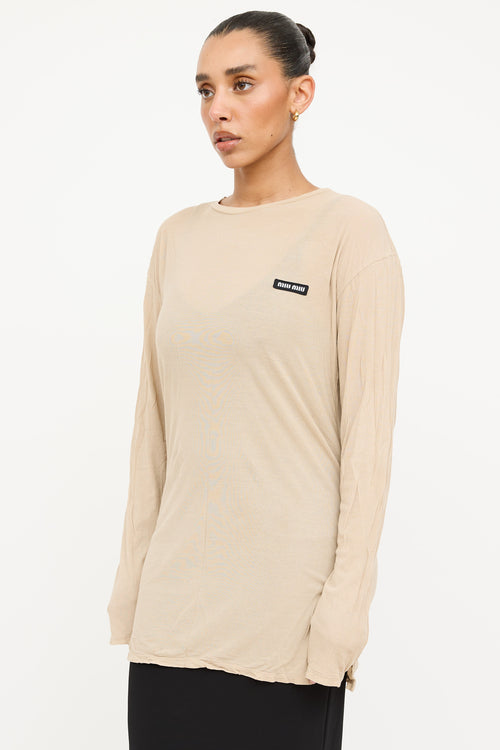 Miu Miu 2022 Ribbed Logo Longsleeve Top