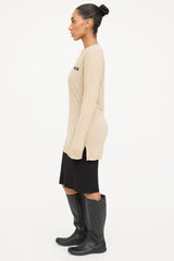 Miu Miu 2022 Ribbed Logo Longsleeve Top