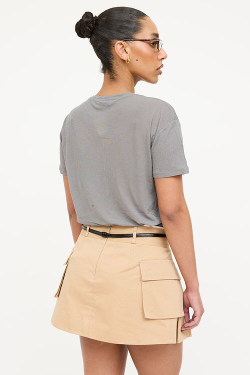 Miu Miu 2023 Ribbed Logo Short Sleeve Top