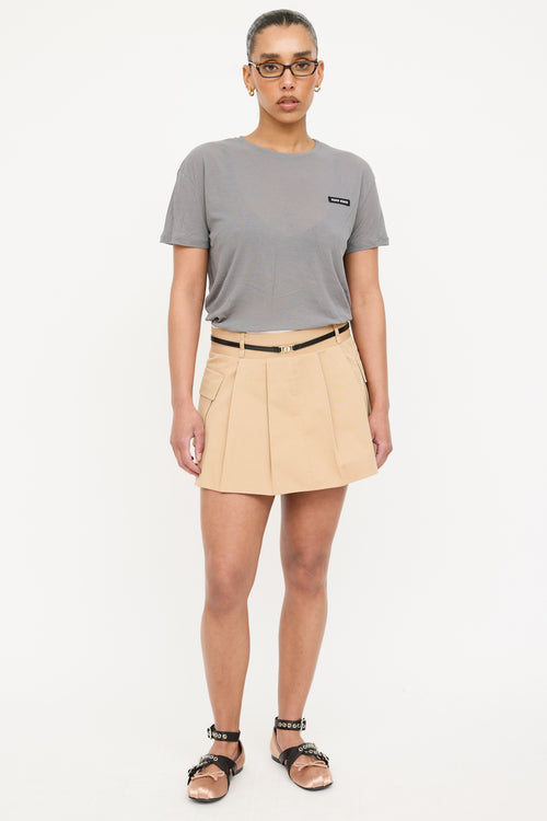 Miu Miu 2023 Ribbed Logo Short Sleeve Top