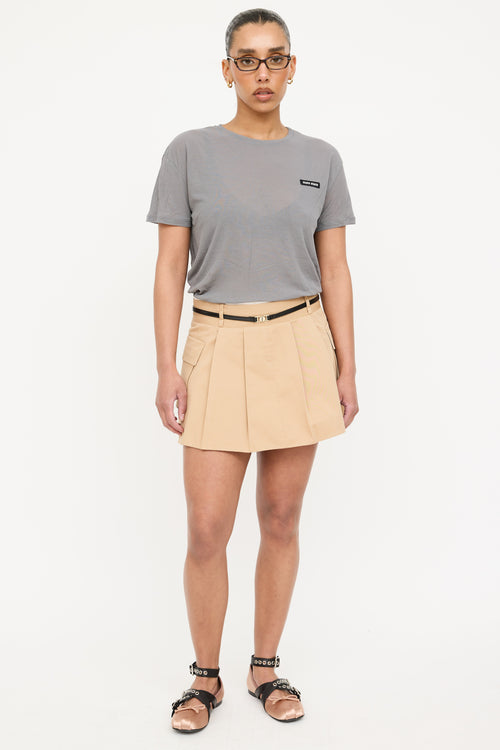 Miu Miu 2023 Ribbed Logo Short Sleeve Top