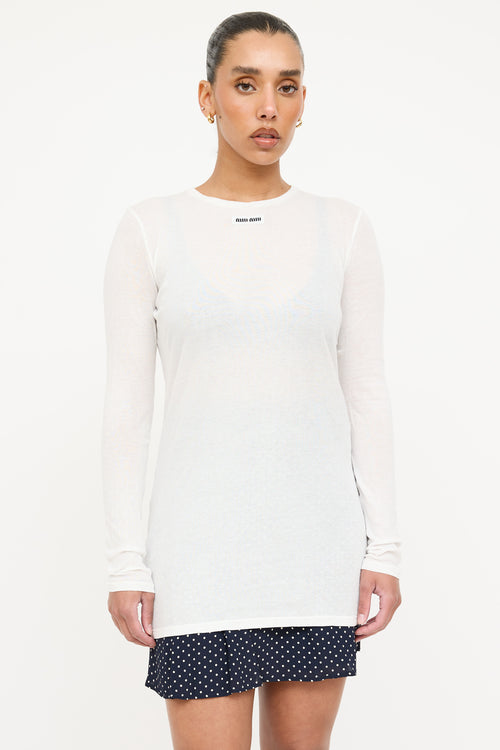 Miu Miu 2022 Ribbed Logo Longsleeve Top