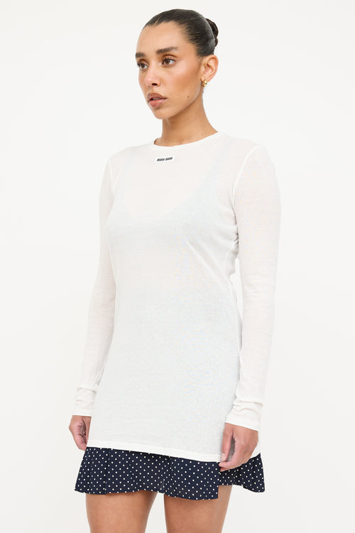 Miu Miu 2022 Ribbed Logo Longsleeve Top