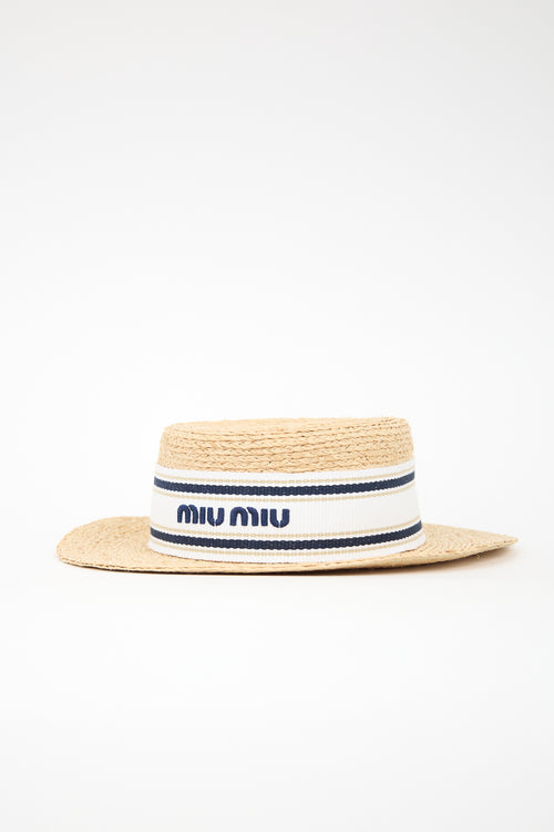 Miu Miu 2023 Raffia Logo Band Sun Hat