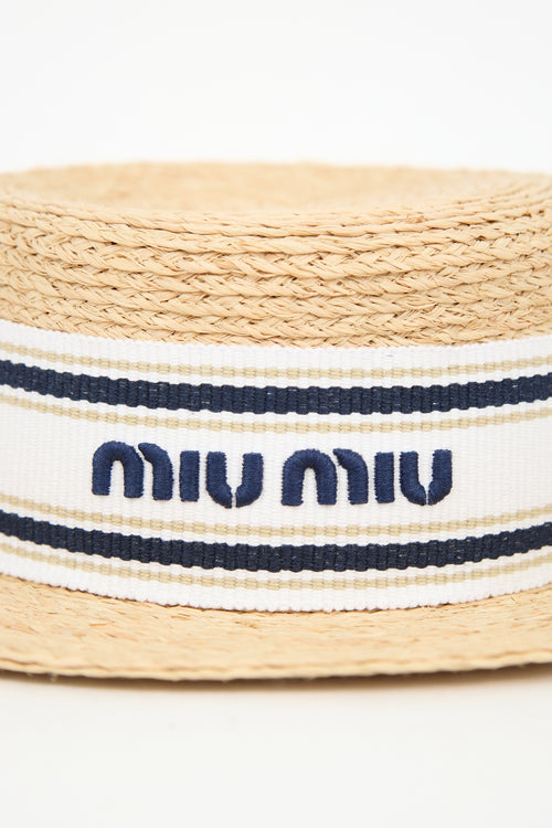 Miu Miu 2023 Raffia Logo Band Sun Hat