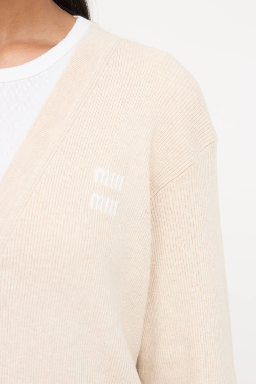 Miu Miu Ribbed Cotton Cardigan