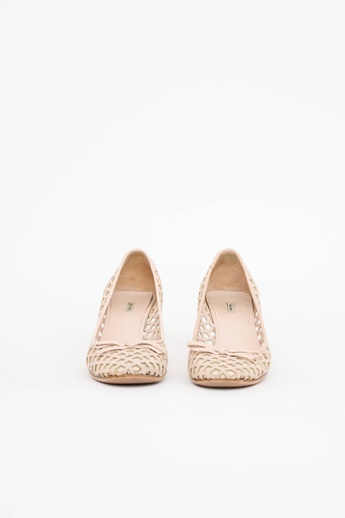 Miu Miu Leather Bow Kitten Heel