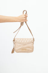 Miu Miu Beige Quilted Leather Crossbody Bag
