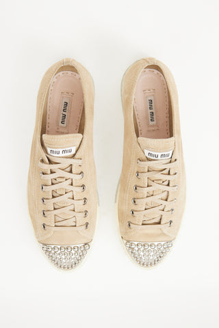 Beige & Silver Toe Cap Sneaker