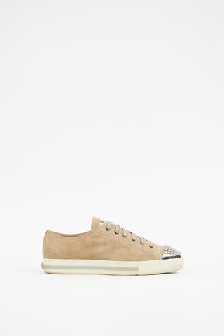 Miu Miu Beige & Silver Toe Cap Sneaker