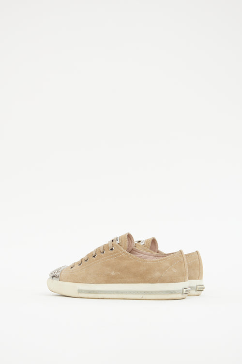 Miu Miu Beige & Silver Toe Cap Sneaker