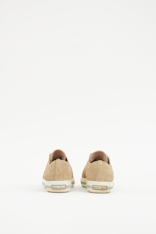 Miu Miu Beige & Silver Toe Cap Sneaker