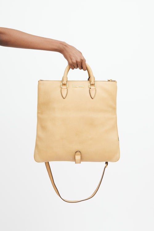Miu Miu Beige Vitello Leather Two Way Bag