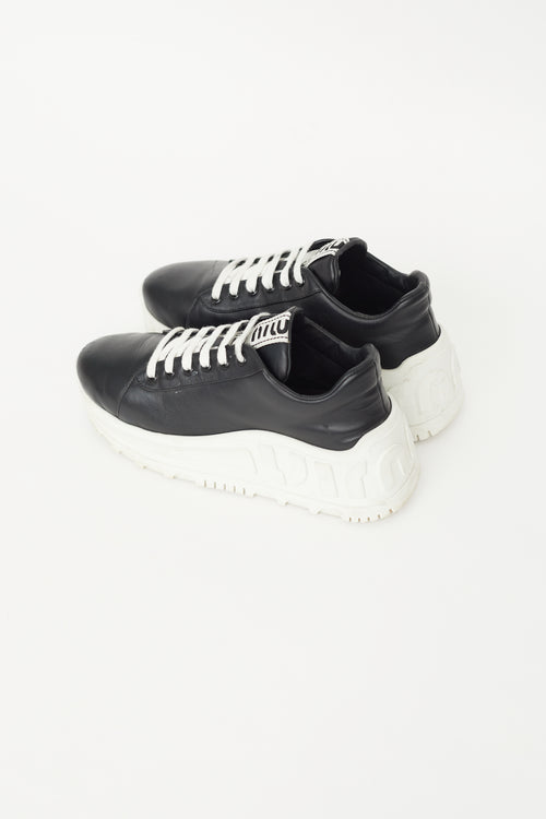 Black & White Leather Platform Sneaker