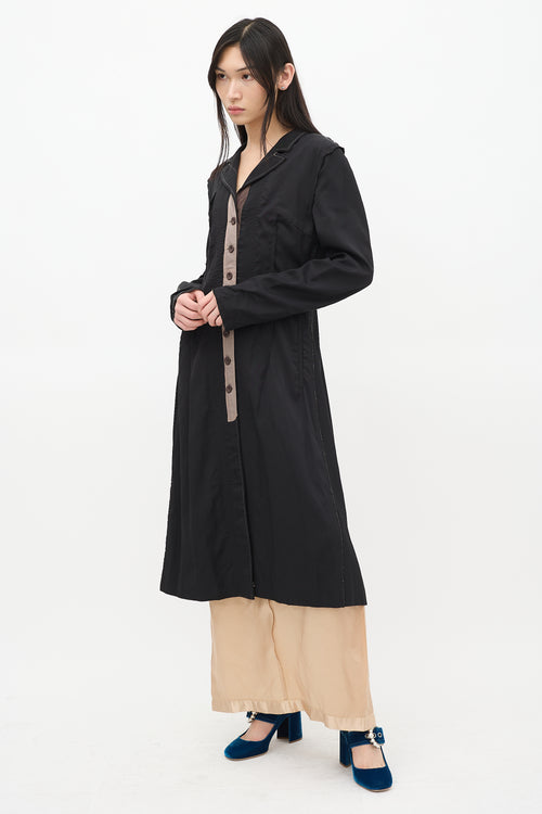 Miu Miu Black Cotton Exposed Seam Coat