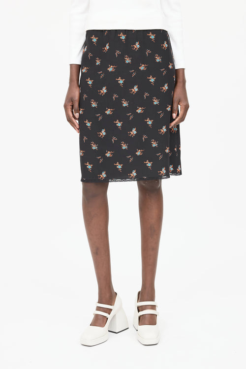 Miu Miu Silk Floral Skirt