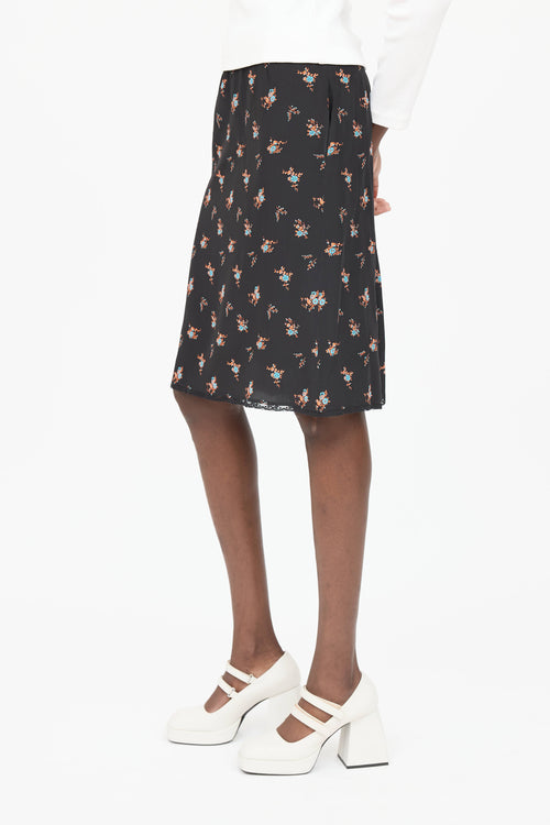 Miu Miu Silk Floral Skirt