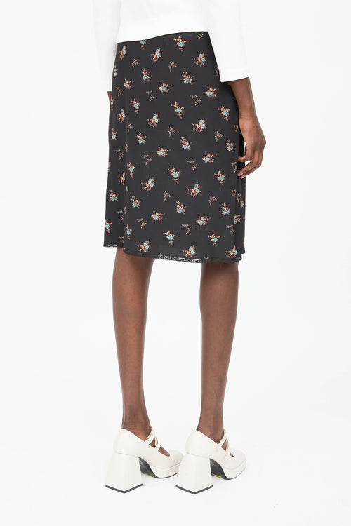 Miu Miu Silk Floral Skirt