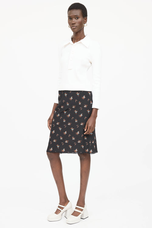 Miu Miu Silk Floral Skirt