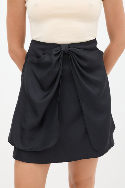 Miu Miu Black Gathered Bow Skirt