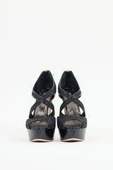 Miu Miu Black Glitter Platform Sandal