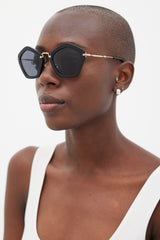 Miu Miu Black & Gold Angular SMU06O Sunglasses