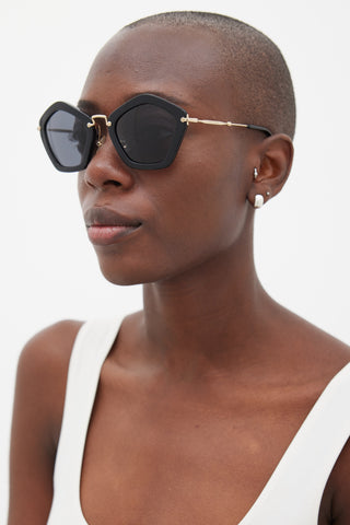 Black & Gold Angular SMU06O Sunglasses