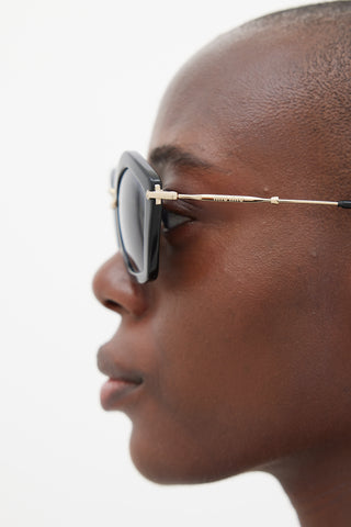 Black & Gold Angular SMU06O Sunglasses